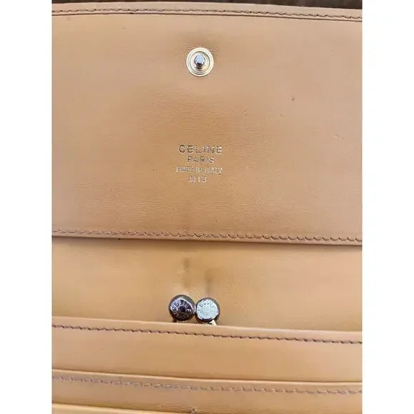 Céline Macadam Long wallet Classic Brown w/Tan leather trim